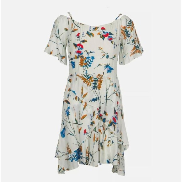 Maje Floral Off The Shoulder Ruffle Dress E19RHINA IMPRIME Size Small (1) - Picture 1 of 5